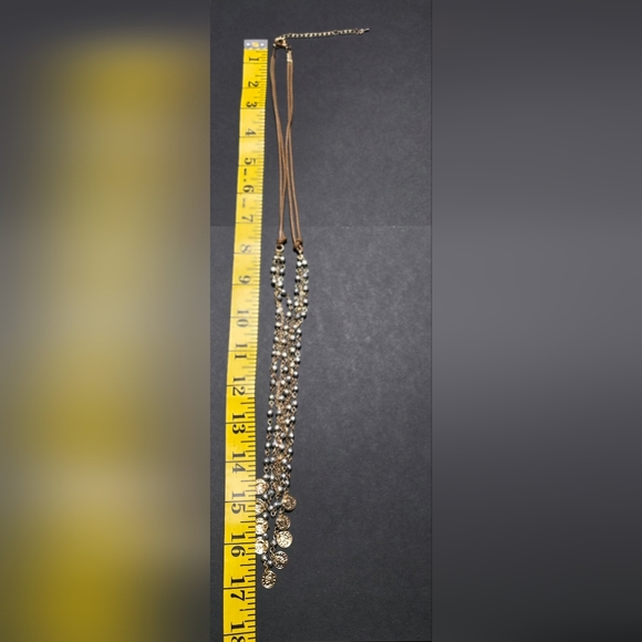 $5 with Bundle 17" Layered Necklace with Dangling Coins, Beads, Chains - Picture 6 of 6